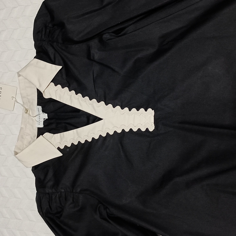 Entro Black Top With Ric Rac Trim - Picture 2 of 8